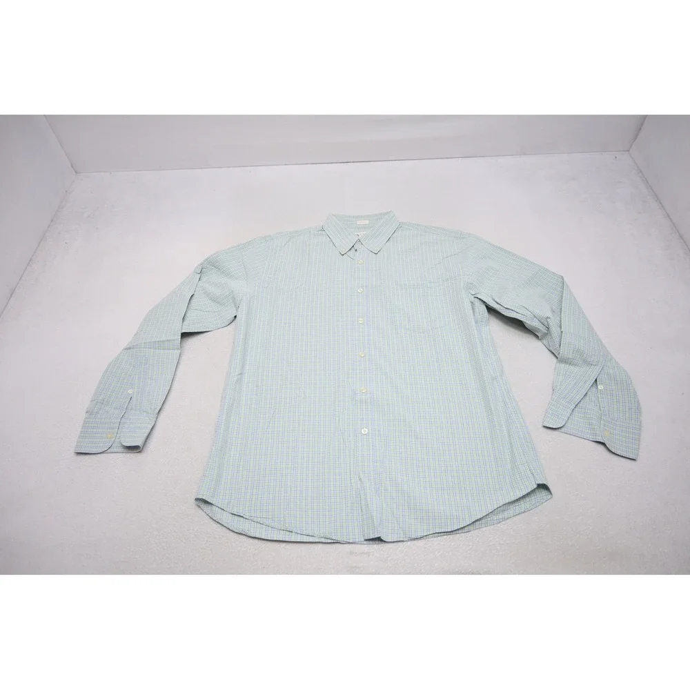 J. Crew Button Up Dress Shirt Mens XL Blue Green Plaid Tailored Fit EUC